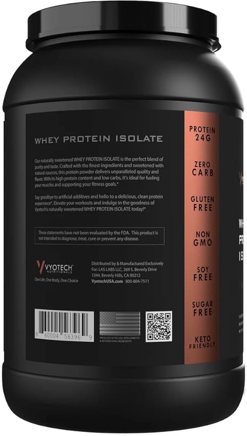 Vyotech Whey Protein Isolate | Naturally Sweetened with Monkfruit | 24g Protein | Zero Carb Sugar-Free Keto-Friendly Gluten-Free Soy-Free &amp Non-GMO | 25 Servings | 1.7 LBS | Chocolate Flavor