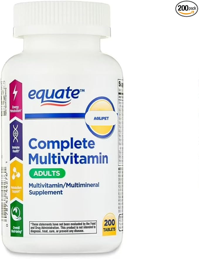 Equate Complete Multivitamin/Multimineral Supplement Tablets Adults 200 Count - Adults Sticker.