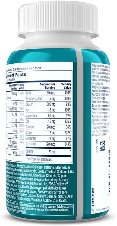 One A Day Women's Active Metabolism Daily Essential Multivitamin for Women Metabolism Support Vitamins for Women with All 8 B-Vitamins Vitamin D Magnesium &amp More120 Count
