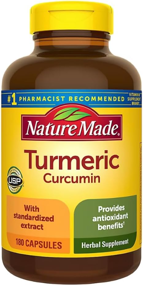 Nature Made Turmeric Curcumin with Standardized Extract Herbal Supplement Provides Antioxidant Benefits 180 Capsules