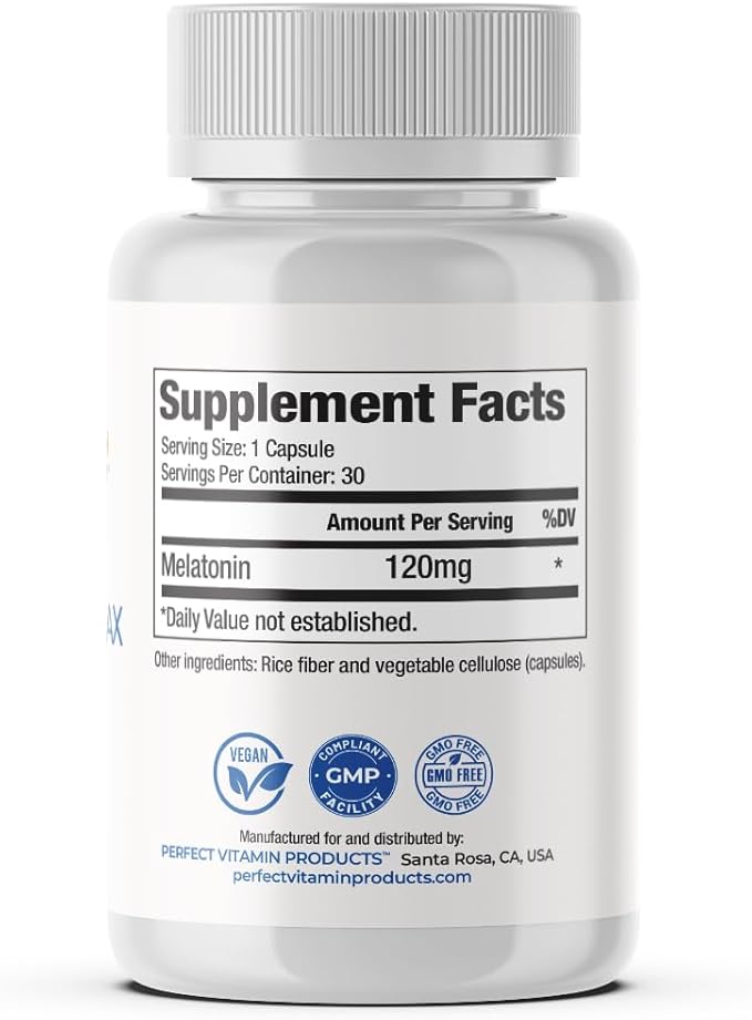 120mg Extra Strength Melatonin MAX - Single Capule Dose - High Dosage Melatonin Ensures Amply Supply Of This Important Hormone - 100% Drug-Free Vegan Non-GMO Gluten-Free (30 Capsules)