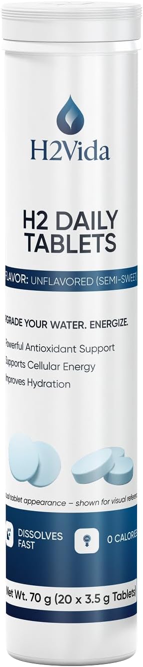 Hydrogen Water Tablets – Magnesium Supplement for Energy Detox Hydration &amp Focus – Energy Booster – 1Pack Unflavored 20 Tablets