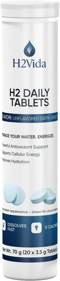Hydrogen Water Tablets – Magnesium Supplement for Energy Detox Hydration &amp Focus – Energy Booster – 1Pack Unflavored 20 Tablets
