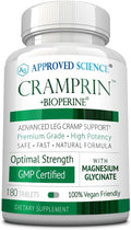 Approved Science Cramprin - High Absorption Magnesium Vitamin B Complex BioPerine - Muscle Cramps - 3 Month Supply - 180 Tablets - Vegan