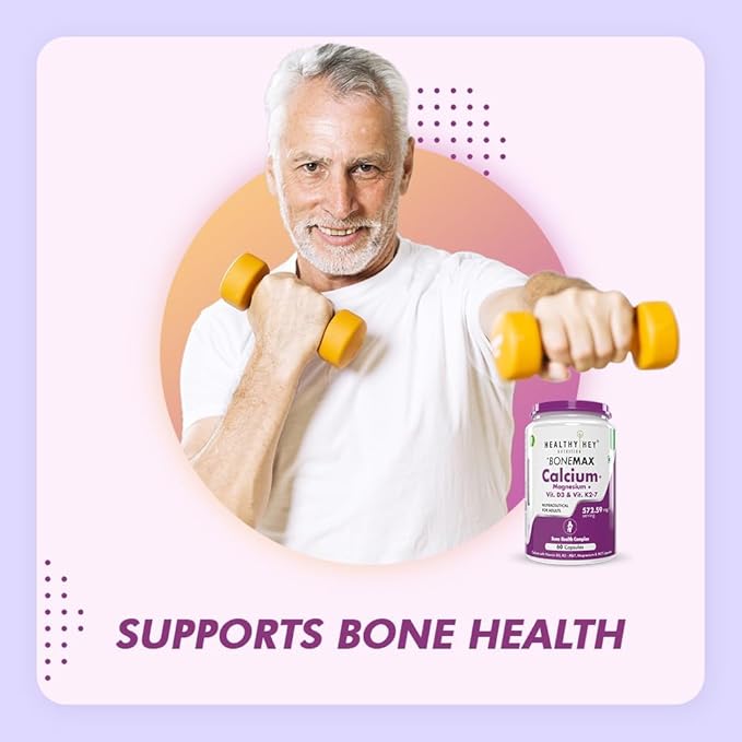 Calcium with Magnesium Vegan Vitamin D3 &amp Vitamin K2- Mk7 - BoneMax - Bone Health Complex - 60 Vegetable Capsules