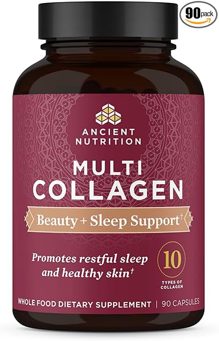 Ancient Nutrition Collagen Pills for Hair Skin and Nails Beauty + Sleep 90 Ct Collagen Supplement + Magnesium Supports Skin and Nails Sleep Paleo and Keto Friendly Gluten Free