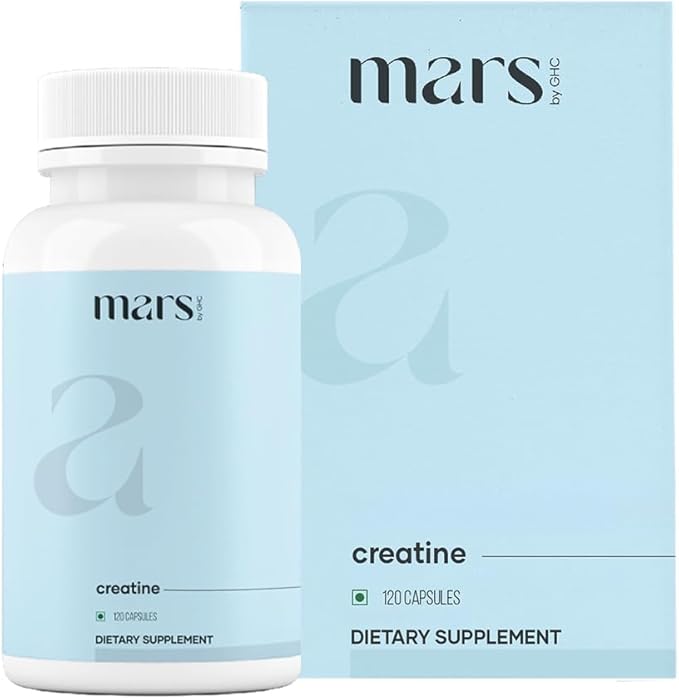 Mars Micronized Creatine Monohydrate Caps with Shilajit &amp Surgemax (120N) | 100% Pure &amp Natural | Overall Well-Being - Pack of 1