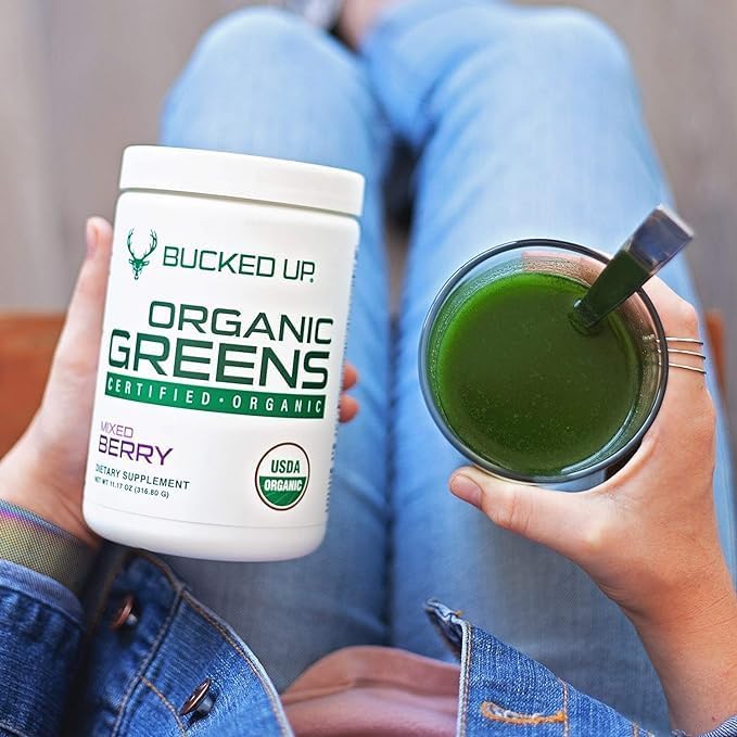 Greens Superfood Powder Mixed Berry | 8 Most Essential Mixed Greens | Certified 100% Organic | Chlorella Spinach Kale Spirulina Alfalfa Broccoli Wheat Grass &amp Barley Grass | 30 SERV | 11.17