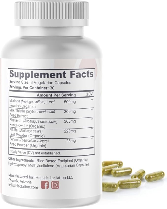 Holistic Lactation® Advanced Lactation Formula (30 Servings) Supplement to Support Milk Supply Contains Organic Moringa and Milk Thistle Extract Fenugreek-Free