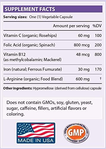 BNatrl Blood Enhancer Organic Iron Supplement Supports Energy Increase Oxygen-Enhances Red Blood Cell Production Without Nausea or Constipation Veggie Capsules Gluten-Free Non-GMO - 90 Capsules