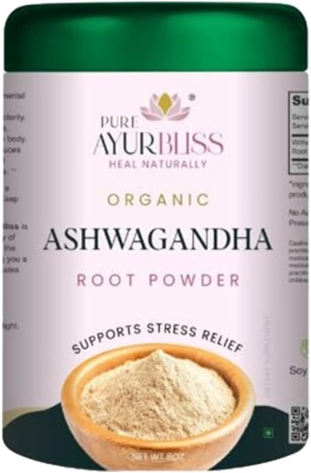 100% Organic Ashwagandha Powder Ayurvedic Blend for Stress Relief Energy and Hormone Balance Supports Digestion Vitality and Cortisol Care - 8oz Tin Box