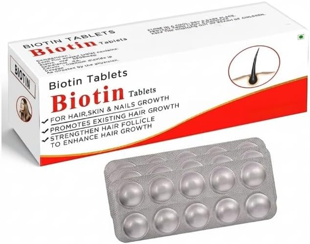 Advanced Biotin for Hair Loss and Hair Growth - Hair Vitamin Supplement for Men and Women 30 Vegan Tablets