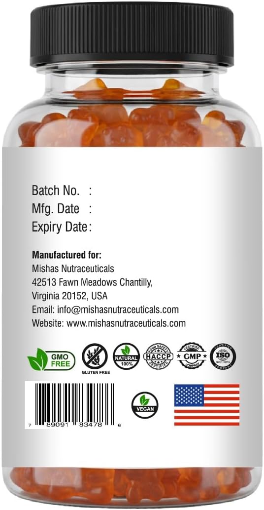 Mishas Nutraceuticals Hair Skin &amp Nails Gummies - Supports Healthy Hair - Vegan biotin Vitamins for Women &amp Men Supports Faster Hair Growth Stronger Nails Healthy Skin Extra Strength 60 Cou