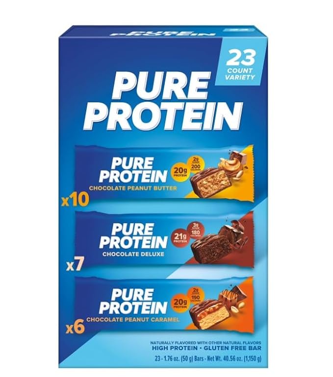 Pure~Proteins Bar Nutrient Rich Snacks with High Protein for Energy Support Minimal Sugar Gluten-Free Variety Pack 20g Protein BULK ~ (23 Pack) ~ (1 Pack - Mix).