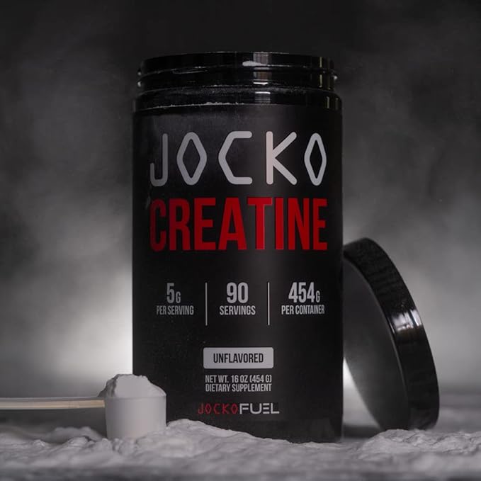 Jocko Fuel Creatine Monohydrate Powder - Creatine for Men &amp Women Supplement for Athletic Performance &amp Muscle Health 90 Servings 16 oz (Unflavored) (16 OZ JAR)