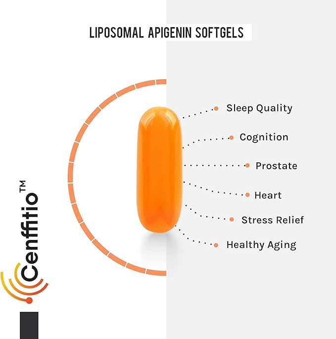 Liposomal apigenin 500mg Softgels - Optimal Apigenin Supplement with Fisetin Quercetin and Theaflavins - 6 Month Supply
