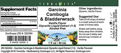 Garcinia Cambogia &amp Bladderwrack Glycerite Liquid Extract (1:5) - Vanilla Flavored (1 oz ZIN: 522494) - 3 Pack