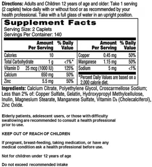 Citra Maximum Plus Calcium Citrate + Vitamin D3 Supplement Tablets 280 ct. Supports Bone Health &amp Strength - 5 Month Supply + Exclusive Tag and Wellness Guide by MEELTA