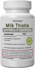Superior Labs Milk Thistle NonGMO - 80% Silymarin Flavonoids - Powerful Formula for Healthy Liver Kidney Detox and Function Energy - 250mg 4:1 Extract Yielding 1000mg 120 Vegetable Caps