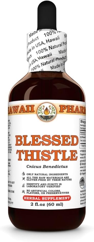 Blessed Thistle (Cnicus Benedictus) Dry Leaf Stem and Flower Tincture Made in Hawaii Raw Materials All Natural Vegan Pure Liquid Extract - 2 fl.oz