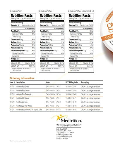 Gelatein 20 Fruit Punch: 20 grams of protein. Sugar free. Ideal for clear liquid diets swallowing difficulties bariatric dialysis and oncology. Great pre or post-workout snack. (12 pack)