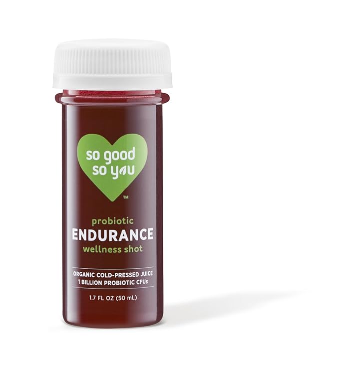 So Good So You Organic Cold Pressed Probiotic Wellness Shots: Endurance with Heart Health Support Beets &amp Aronia Berry - 1.7 fl oz. (18 Count)