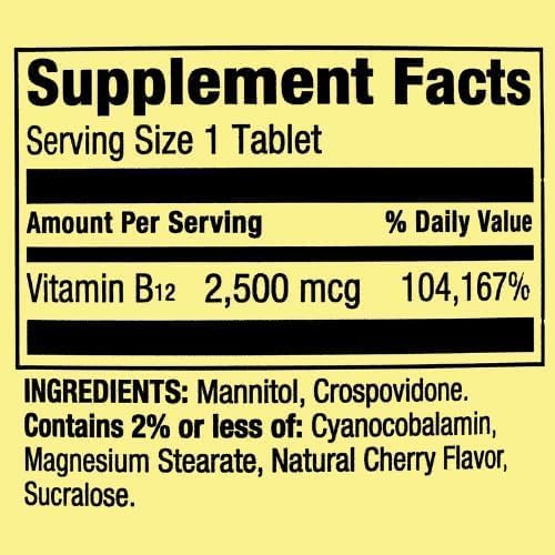 Vitamin B12 2500 mcg Quick Dissolve Tablets – Cherry