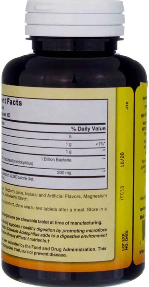 Nature's Blend Acidophilus Chewable Raspberry Flavor - 100 Tablets Pack of 3