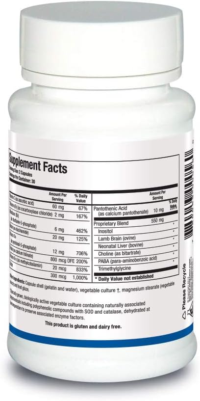 Biotics Research Bio GGG B B Complex Biochemically activated forms of B vitamins Thiamin Riboflavin Niacin B6 B12 Folate Produce Energy Optimize Positive MoodCardiovascular Health 60 Capsule
