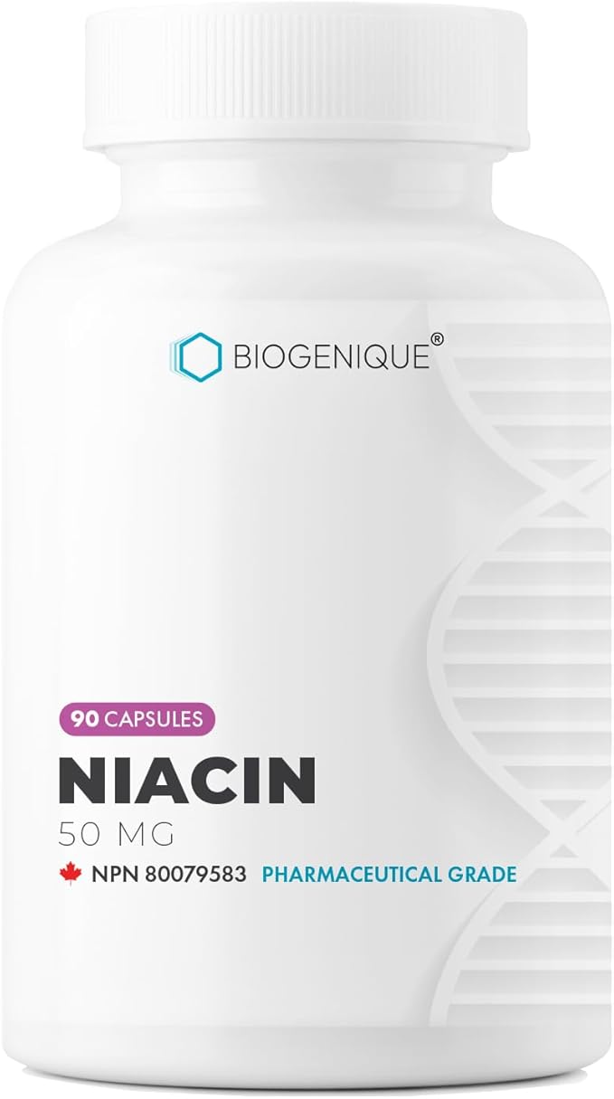 Niacin 50mg - Vitamin B3 Niacin - Supports Energy Production Healthy Metabolism &amp Nervous System Function - Energy Supplement - 90 Capsules Made in Canada Non-GMO Vegan