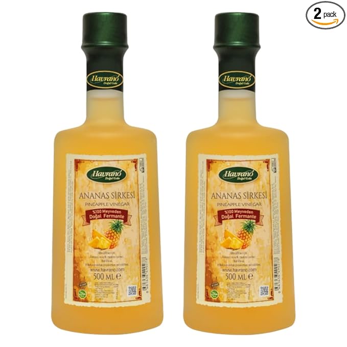 Natural Fermented Pineapple Vinegar 16.9 fl oz - Tropical Flavor for Salads Sauces and Drinks (Pack of 2)