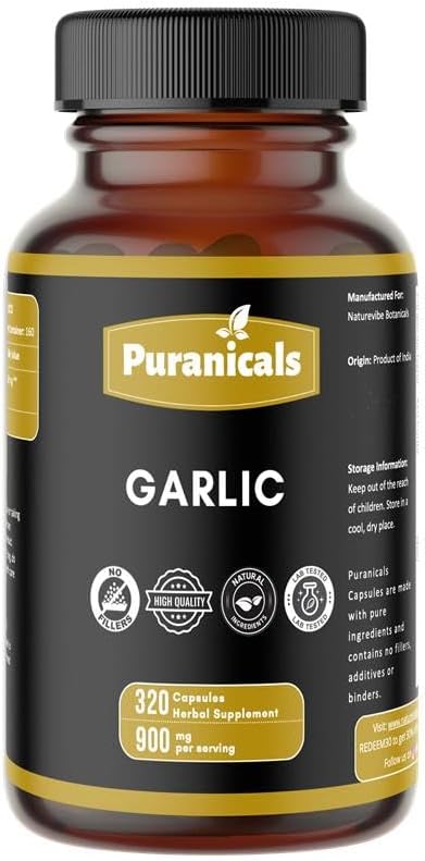 Ashwagandha 320 Capsules and Garlic 320 Capsules – Herbal Dietary Supplement | Easy Daily Use | Non-GMO Ingredients No Artificial Colors | Traditional Herbal Blend | Capsules Combo Pack