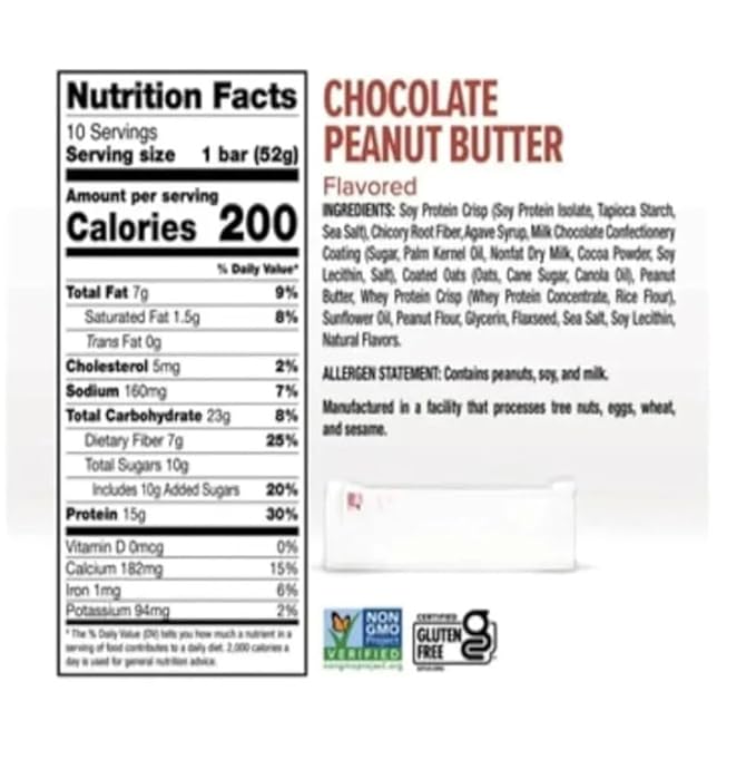 Clean Protein Bars Chocolate Peanut Butter and Dark Chocolate Sea Salt 20 Count 15g Protein Snacks