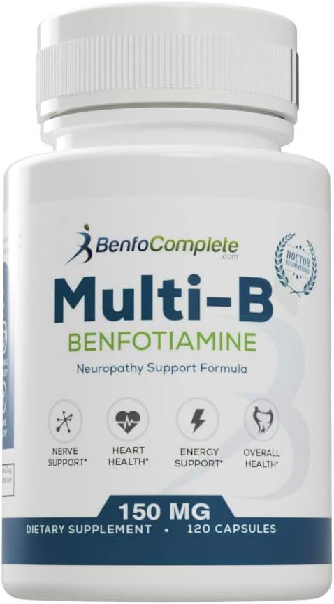 Benfotiamine Multi-B Neuropathy Support Formula 150mg 120 Gelatin Capsules per Bottle - Pack of 3 Bottles