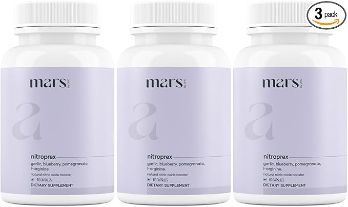 Mars NitroPrex Nitric Oxide Booster Nitric Oxide Supplement with L-Arginine Beetroot &amp Garlic Antioxidant Formula (Pack of 3)