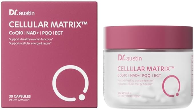 Dr. Austin Cellular Matrix™ with CoQ10 200mg NR (NAD+ Precursor) PQQ &amp EGT - Supports Healthy Ovarian Function Cellular Energy &amp Repair - 30 Capsules