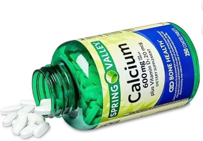 Calcium 600 mg with Vitamin D3 20 mcg Tablets – 250 Count Dietary Supplement – Bone Support Formula for Adults