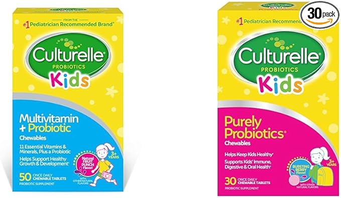 Culturelle Kids Complete Chewable Multivitamin + Probiotic for Kids &amp Kids Chewable Daily Probiotic for Kids