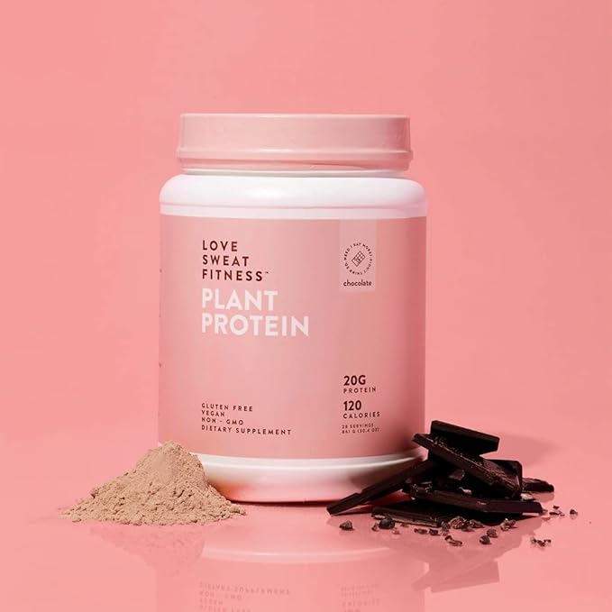 Love Sweat Fitness Organic Plant Based Protein Powder Chocolate - 28 Servings 20g Protein Vegan Gluten Free Non-GMO
