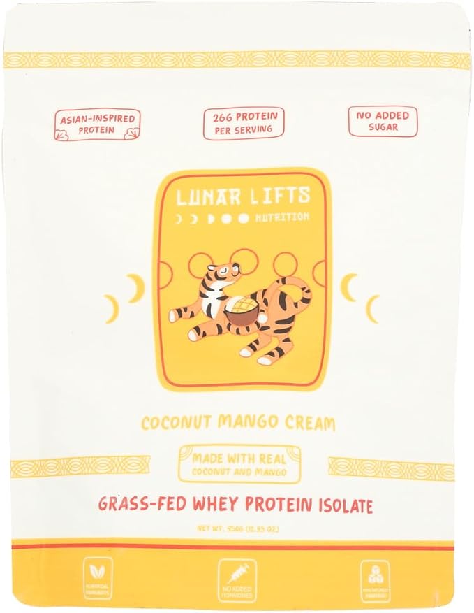 Lunar Lifts Nutrition Whey Protein Isolate Coconut Mango Cream 12.35 Ounce