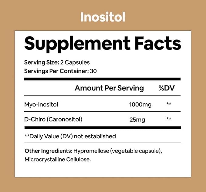 Black Girl Vitamins Inositol Supplement 2000mg Myo + 50mg D-Chiro Vegan Capsules to Support Hormone Balance Healthy Ovarian &amp Menstrual Wellness 60 Count