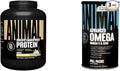 Animal Whey Isolate Protein Powder with Digestive Enzymes Omega Essential Fatty Acid Supplement with 10 Omega Sources - Vanilla Whey Protein &amp Fish Flaxseed &amp Salmon Oils