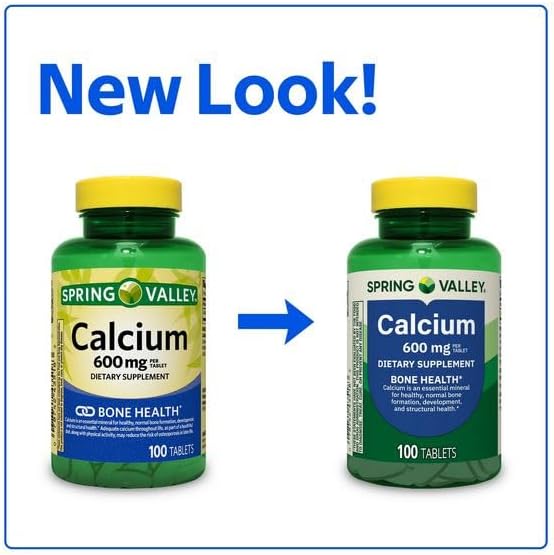 H4U - Spring Valley Calcium Bone Health Dietary Supplement Tablets 600 mg 100 Count