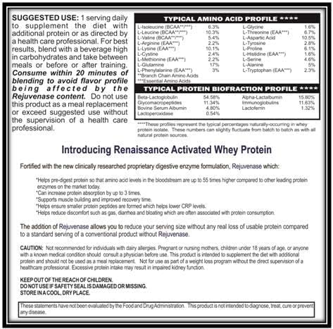 Renaissance Activated Whey Protein Powder Isolate with Digestive Enzymes - 372g - Chocolate Flavor