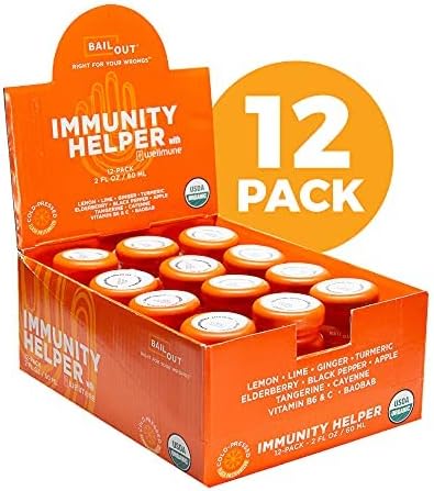 BAILOUT Wellness - Immunity Helper Daily Immune Support with Vitamin C Turmeric Ginger and More 2 Fluid Ounces Pack of 12