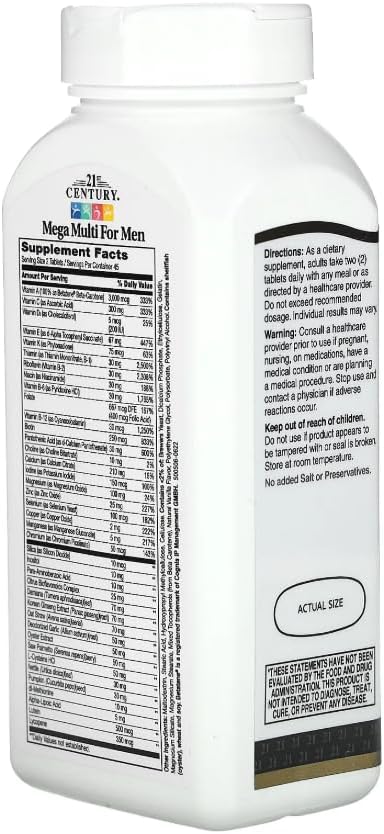 21st Century Mega Multi for Men Multivitamin &amp Multimineral 90 tablets Pack of 2