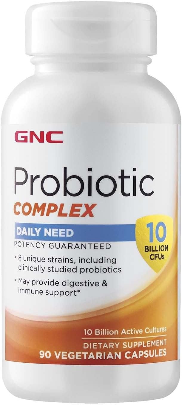 GNC Probiotic Complex Daily Need with 10 Billion CFUs | 8 Unique Strains Including Clinically Studied Probiotics May Provide Digestive &amp Immune Support Vegetarian | 90 Capsules