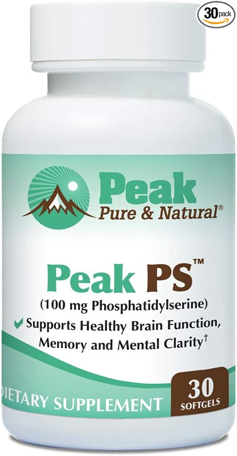 Peak Pure &amp Natural “Peak PS” Phosphatidylserine Brain Health Supplement - Soy-Free Nootropic for Memory Health - Supplement for Brain Health - 30 Count 100mg Softgels