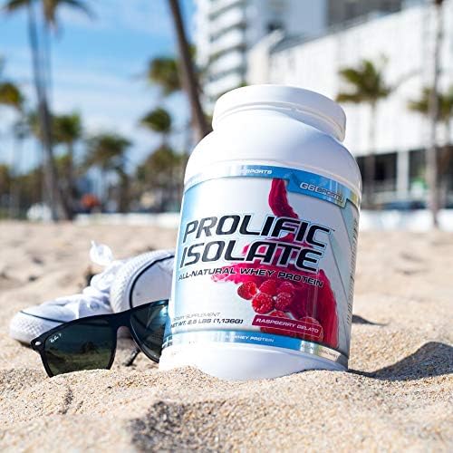 G6 Sports Nutrition Prolific Isolate All Natural Whey Protein Isolate (Gluten Free Lactose Free Soy Free Stevia Sweetened 25g Protein 100 Calories) – 2.5lb Jar – Raspberry Gelato