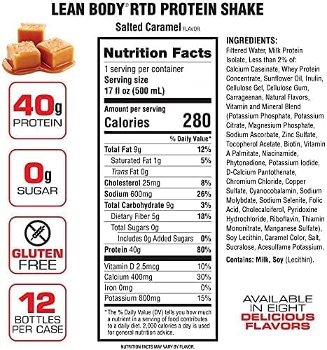 LABRADA Lean Body Ready-to-Drink Bottle Salted Caramel 12 Count